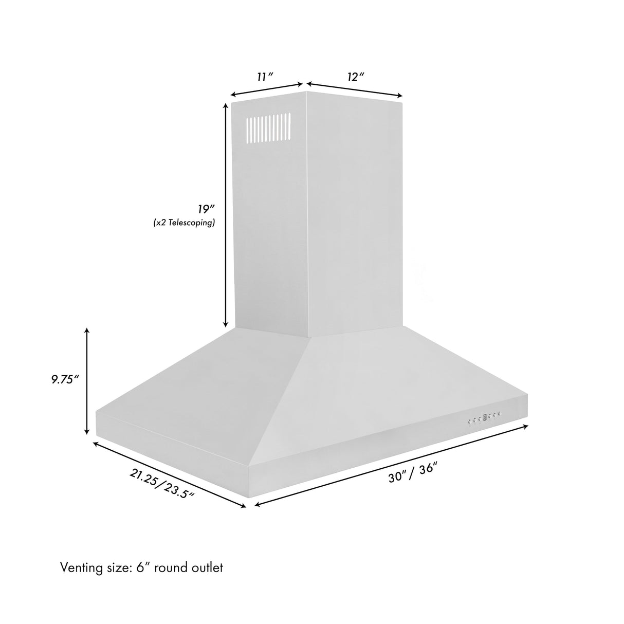ZLINE 36" Convertible Island Mount Range Hood in Stainless Steel (KL3i-36)