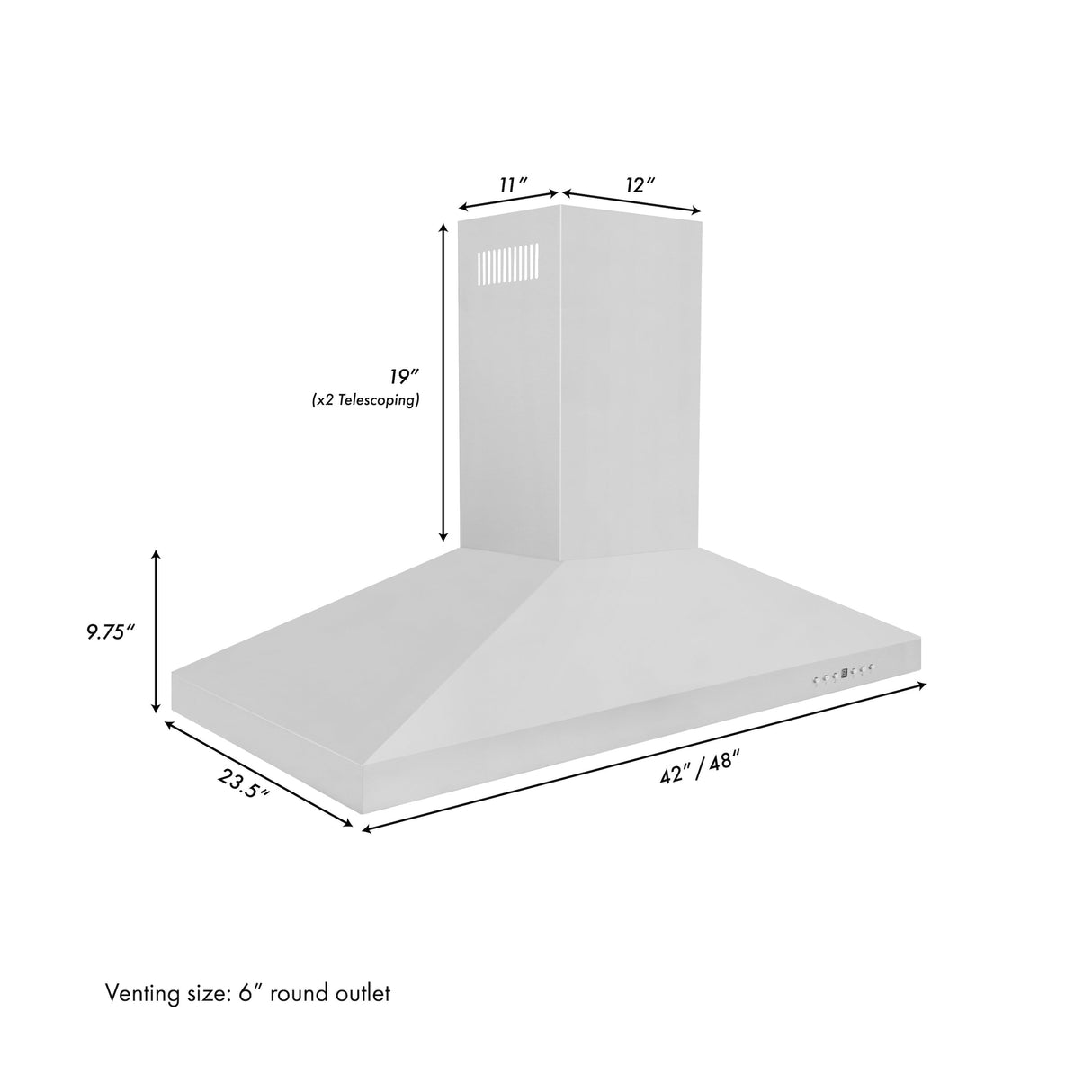 ZLINE 48" Convertible Island Mount Range Hood in Stainless Steel (KL3i-48)