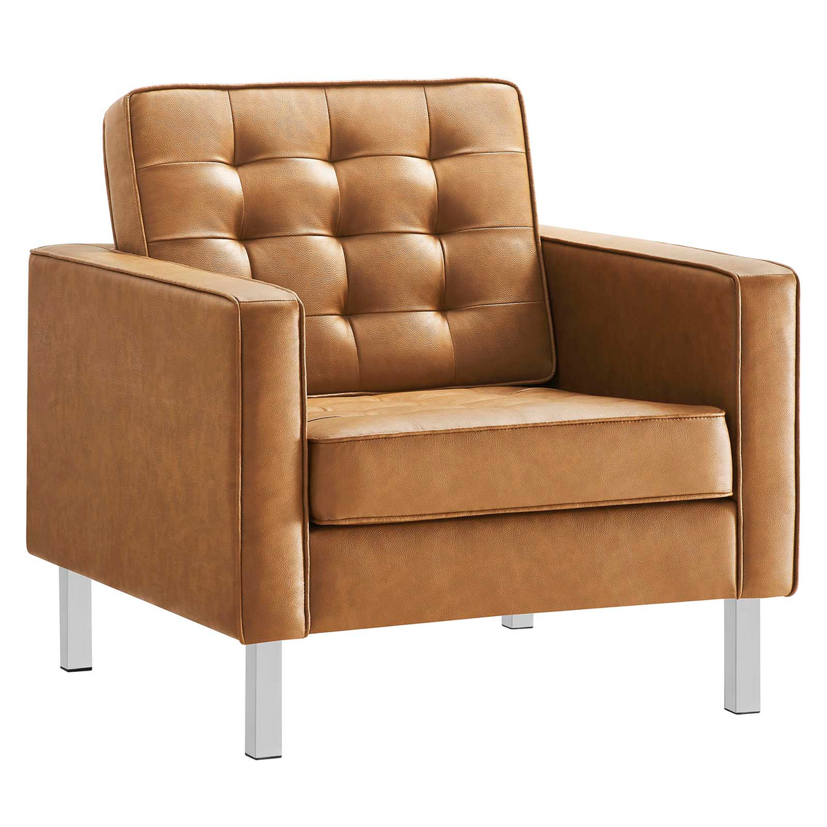 Loft Tufted Vegan Leather Armchairs - Set of 2