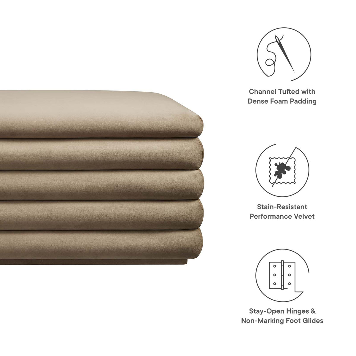 Mezzo Upholstered Performance Velvet Storage Bench