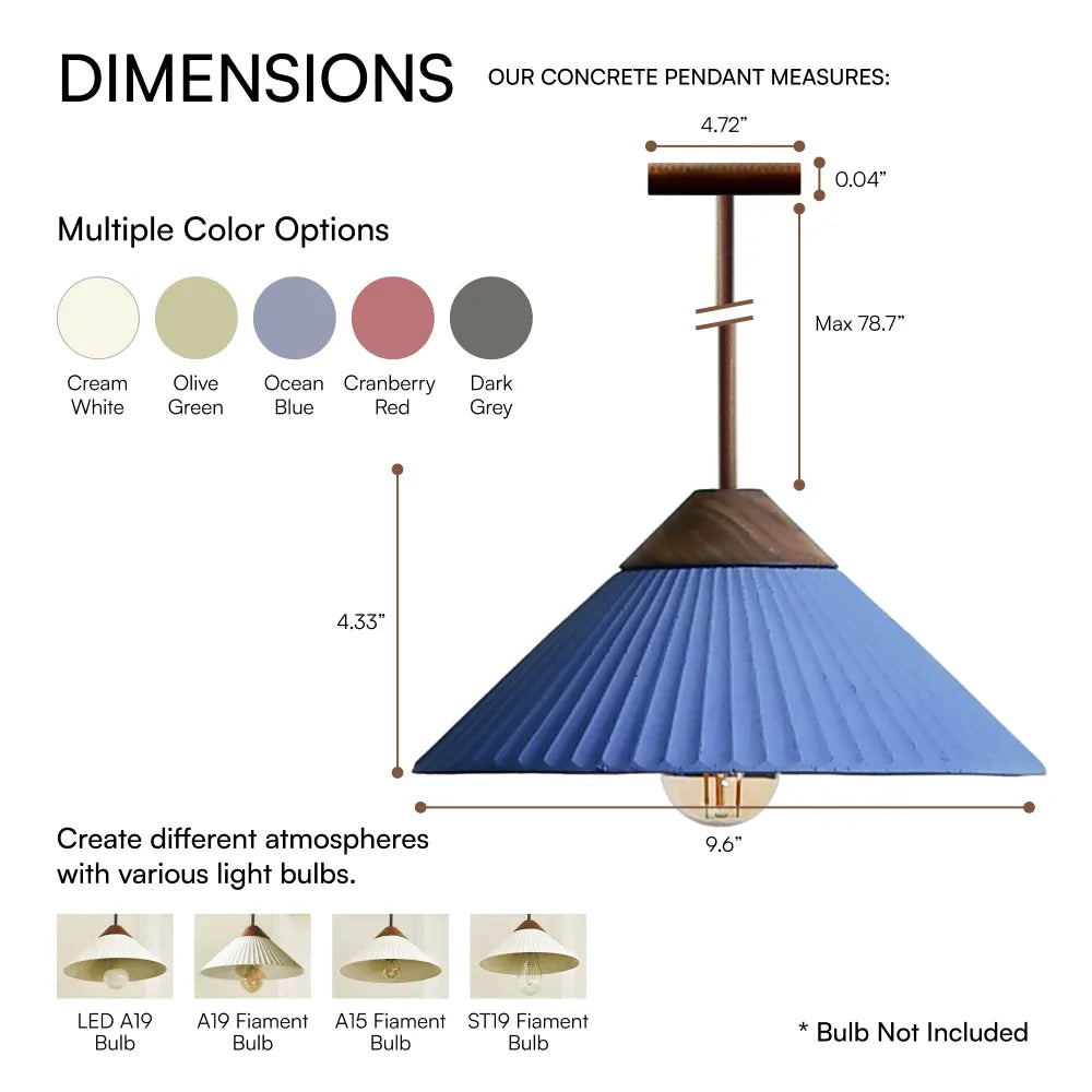Summit Mountain Ocean Blue Pendant Light, Max 20W, E26 Base, Damp Rated