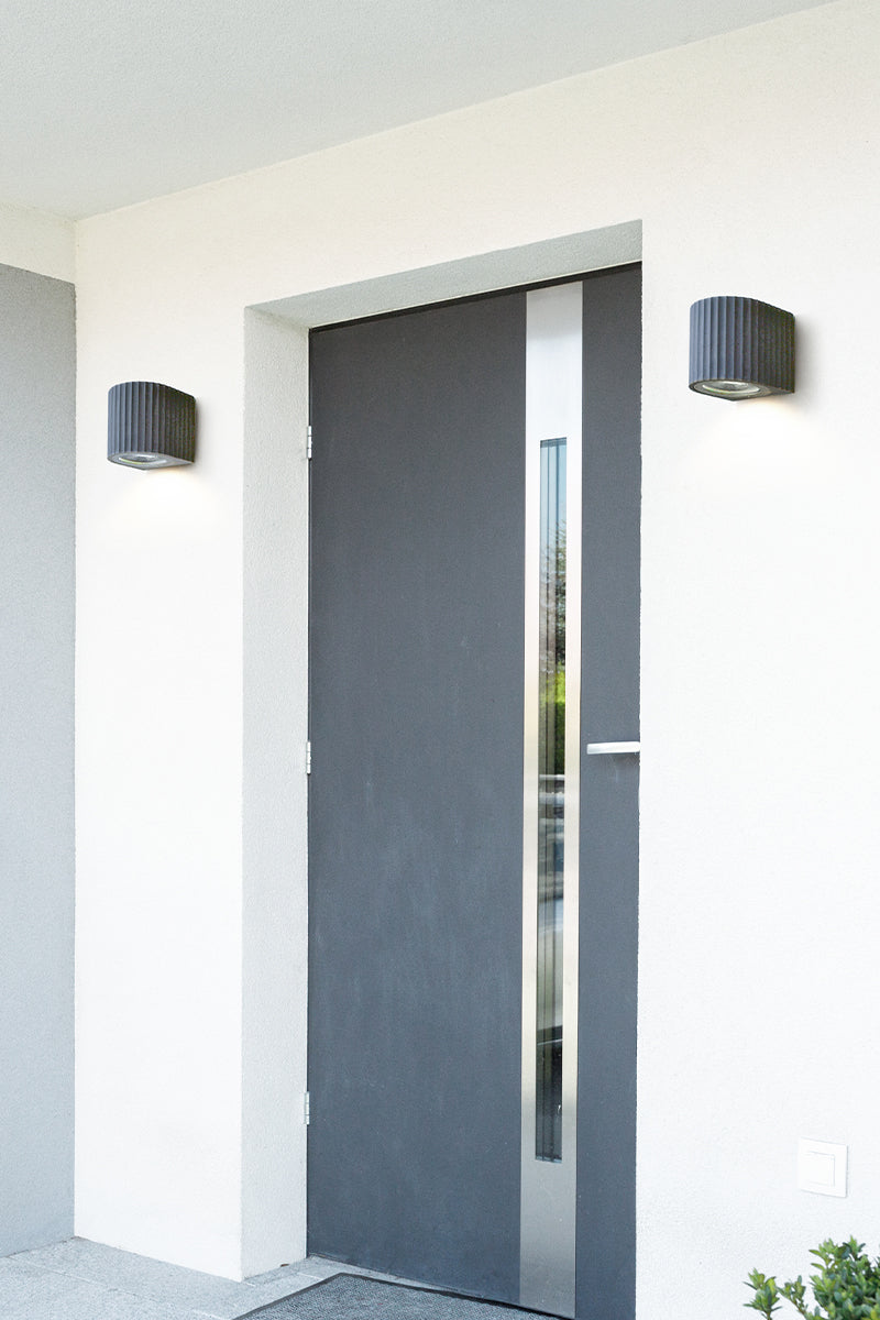 Corinthian Dark Grey Wall Light, Max 20W, E26 Base, Wet Rated