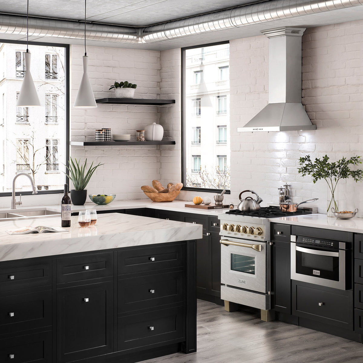 ZLINE Autograph Edition 24 in. 2.8 cu. ft. Legacy Dual Fuel Range with 4 Burner Gas Cooktop and Electric Convection Oven in Satin Stainless Steel and Polished Gold Accents (RASZ-SN-24-G)
