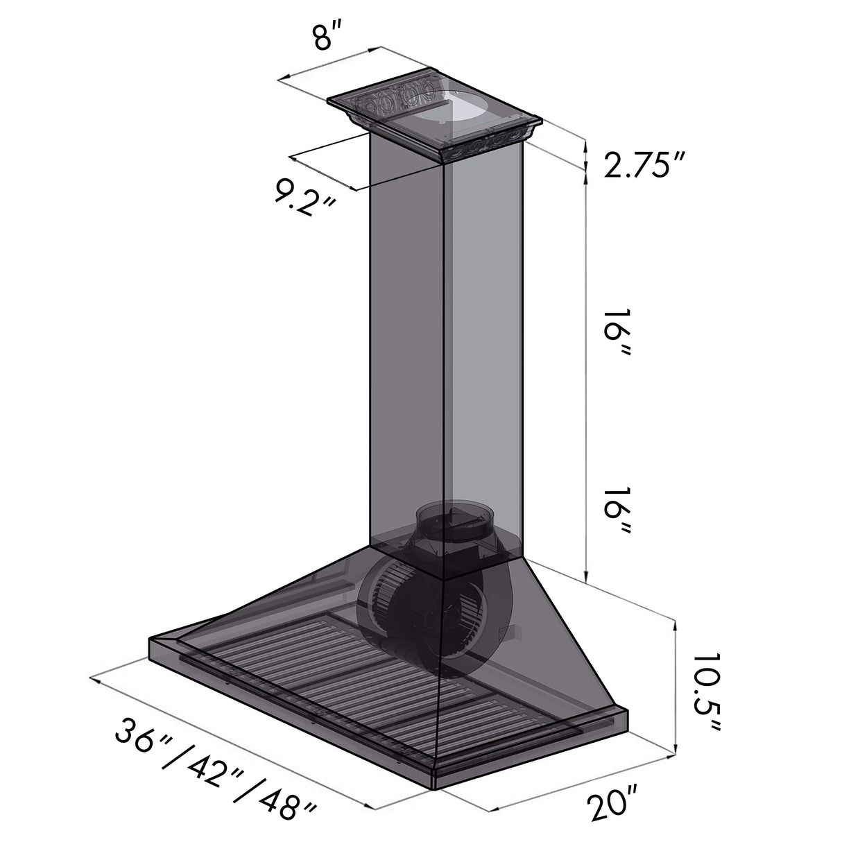 36" ZLINE CrownSound™Ducted Vent Wall Mount Range Hood in Stainless Steel with Built-in Bluetooth Speakers (KBCRN-BT-36)