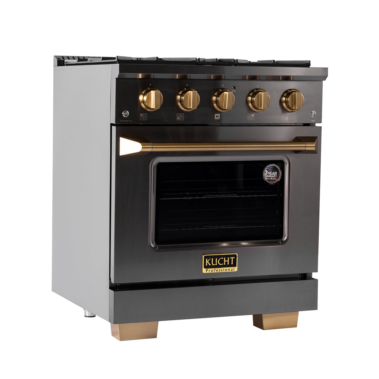 KUCHT Gemstone Professional 30 in. 4.2 cu. ft. Dual Fuel Range for Propane Gas with Sealed Burners and Convection Oven in Titanium Stainless Steel