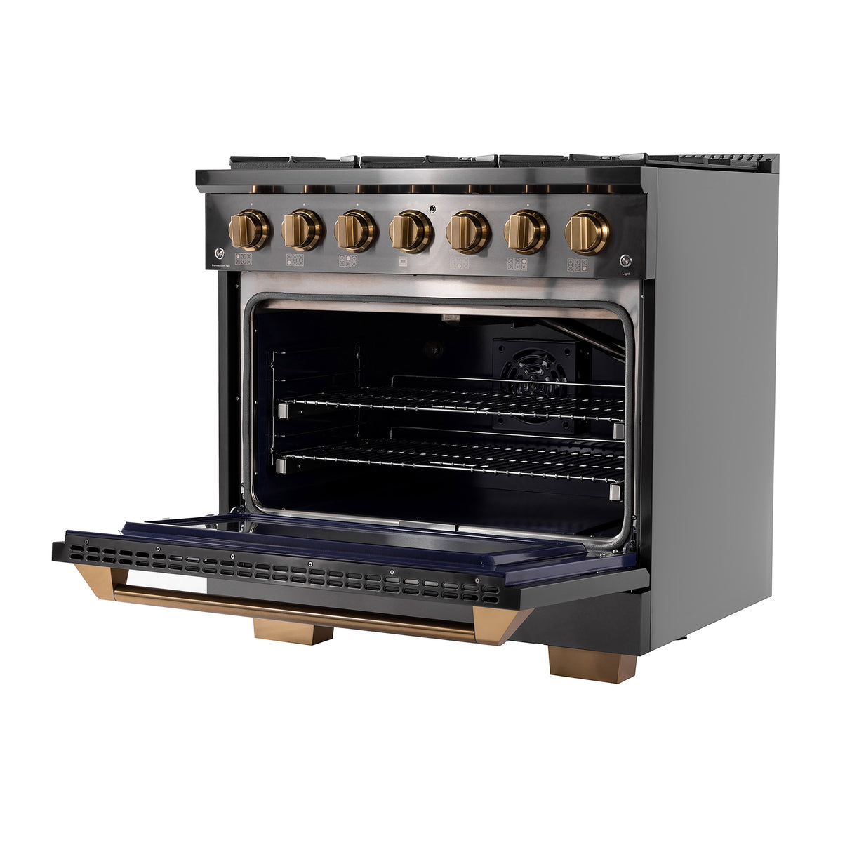 KUCHT Gemstone Professional 36 in. 5.2 cu. ft. Natural Gas Range with Sealed Burners and Convection Oven in Titanium Stainless Steel