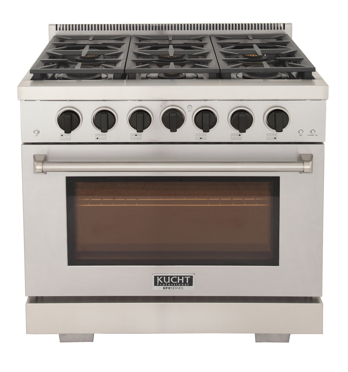 KUCHT Professional 36 in. 5.2 cu. ft. Natural Gas Range with Sealed Burners and Convection Oven in Stainless Steel With Knobs