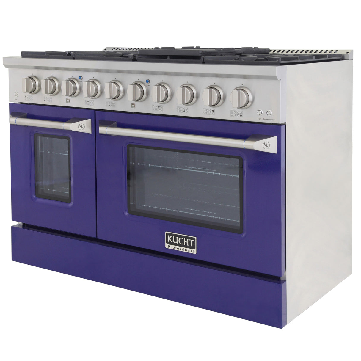 KUCHT Professional 48 in. 6.7 cu. ft. Dual Fuel Range for Natural Gas with Sealed Burners Griddle Grill and Two Ovens One Convection in Stainless Steel