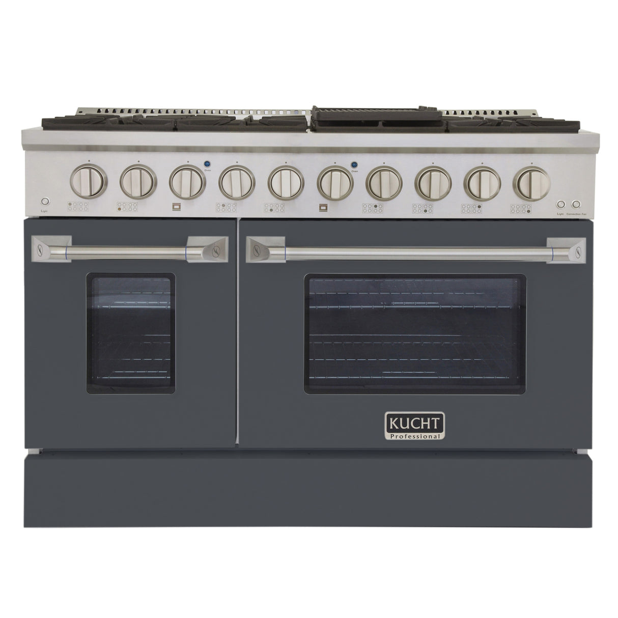 KUCHT Professional 48 in. 6.7 cu. ft. Propane Gas Range with Sealed Burners, Griddle/Grill and Two Ovens - One Convection - in Stainless Steel