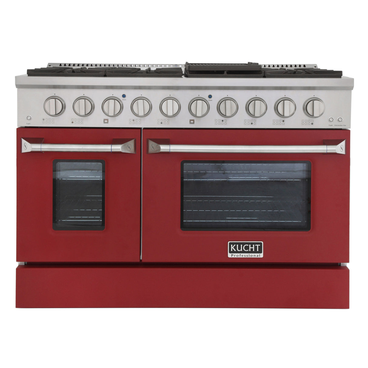 KUCHT Professional 48 in. 6.7 cu. ft. Propane Gas Range with Sealed Burners, Griddle/Grill and Two Ovens - One Convection - in Stainless Steel