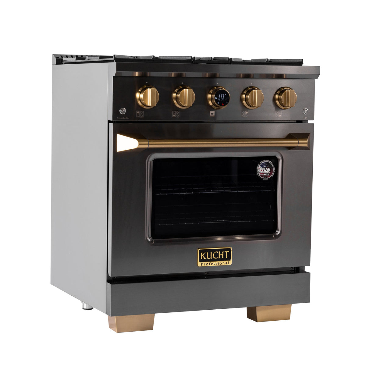 30 in. 4.2 cu. ft. 4 Burners Dual Fuel Range for Propane Gas in Stainless Steel with Kucht Horus Thermostat