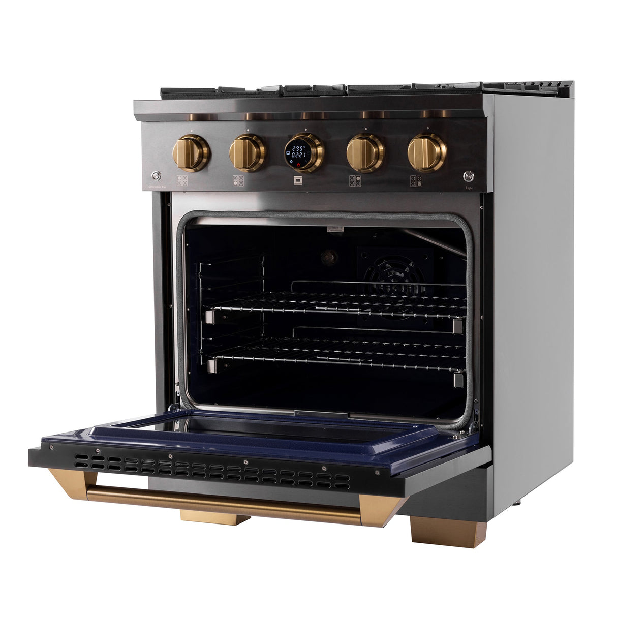 30 in. 4.2 cu. ft. 4 Burners Dual Fuel Range for Natural Gas in Stainless Steel with Kucht Horus Thermostat