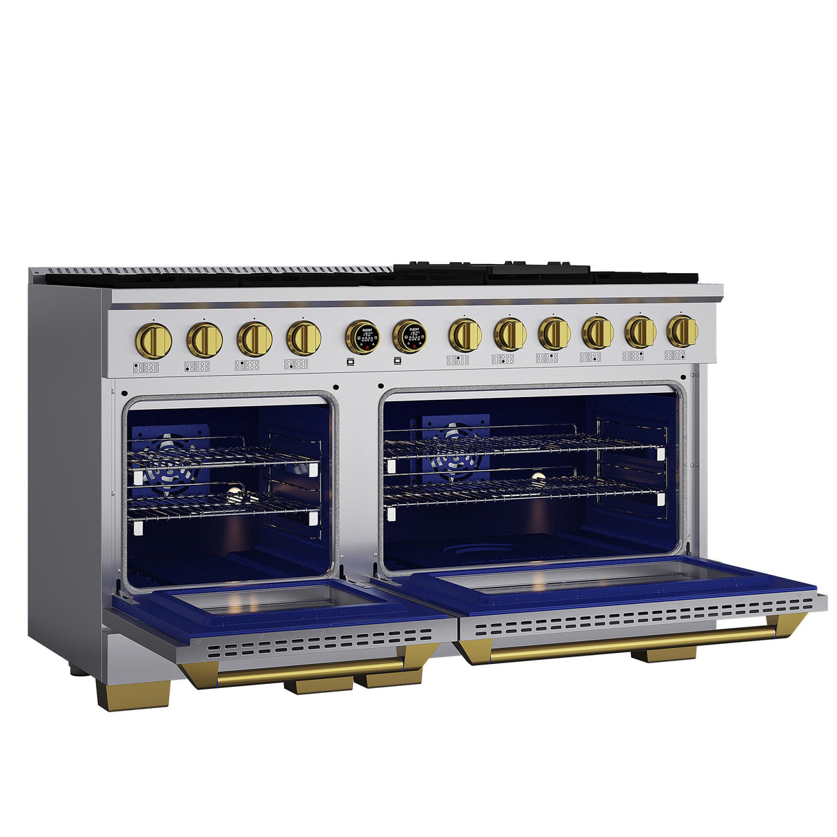 60 in. 8.4 cu. ft. 8 Burners Dual Fuel Range for Propane Gas in Stainless Steel with Kucht Horus Thermostat