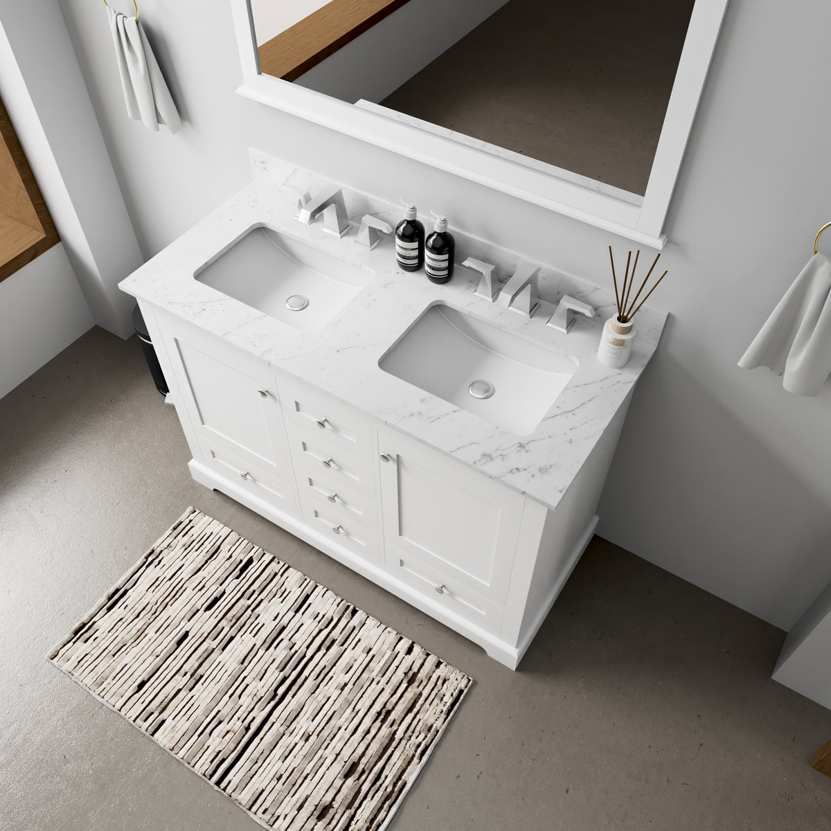 Dukes 48 in. W x 22 in. D White Double Bath Vanity