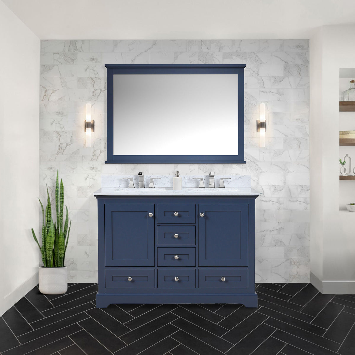 Dukes 48 in. W x 22 in. D Navy Blue Double Bath Vanity
