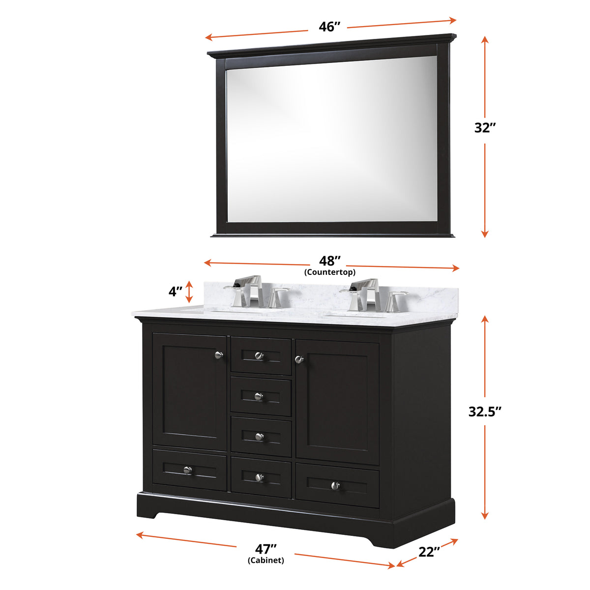 Dukes 48 in. W x 22 in. D Espresso Double Bath Vanity