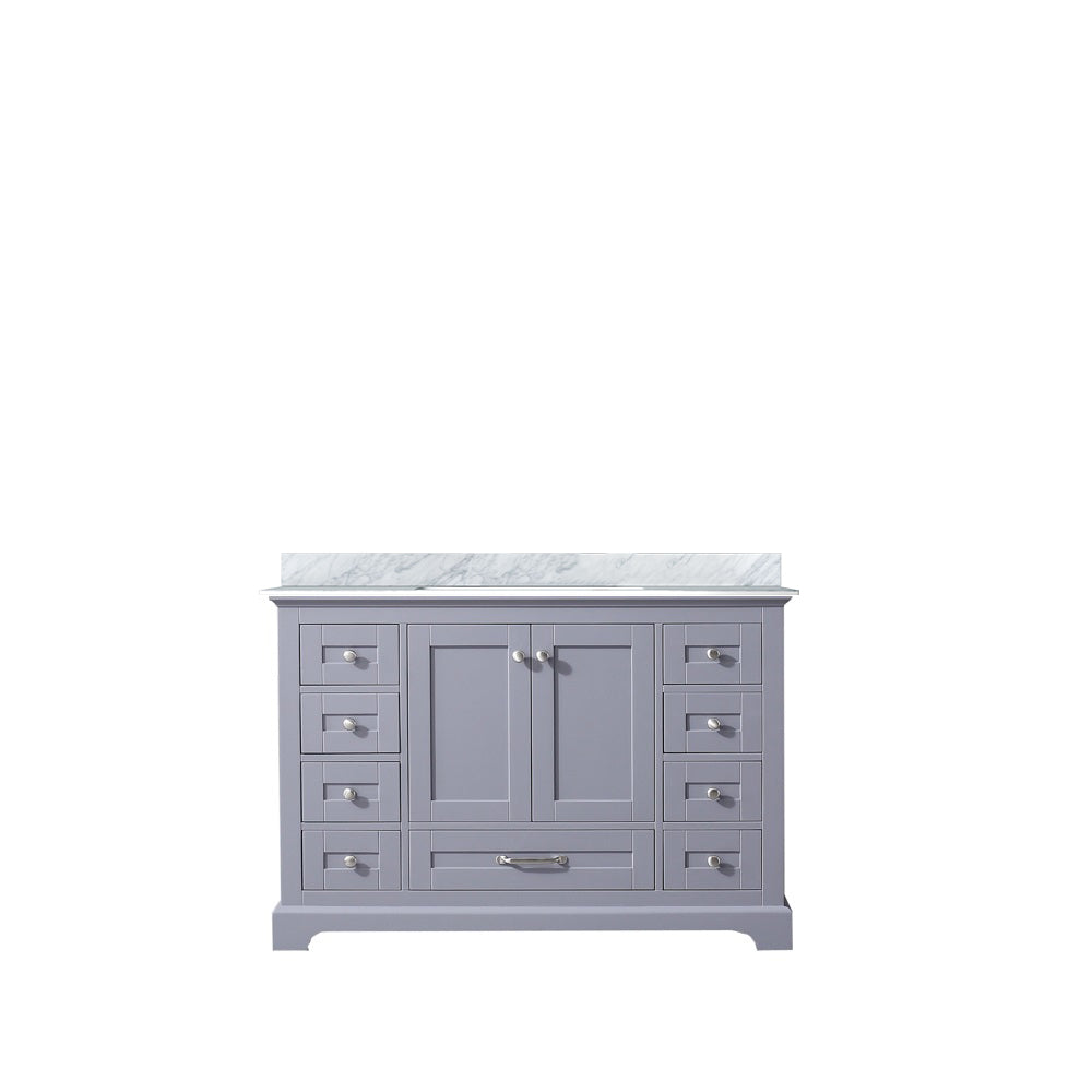 Dukes 48 in. Freestanding Bathroom Vanity with White Carrara Marble Top, White Square Sink