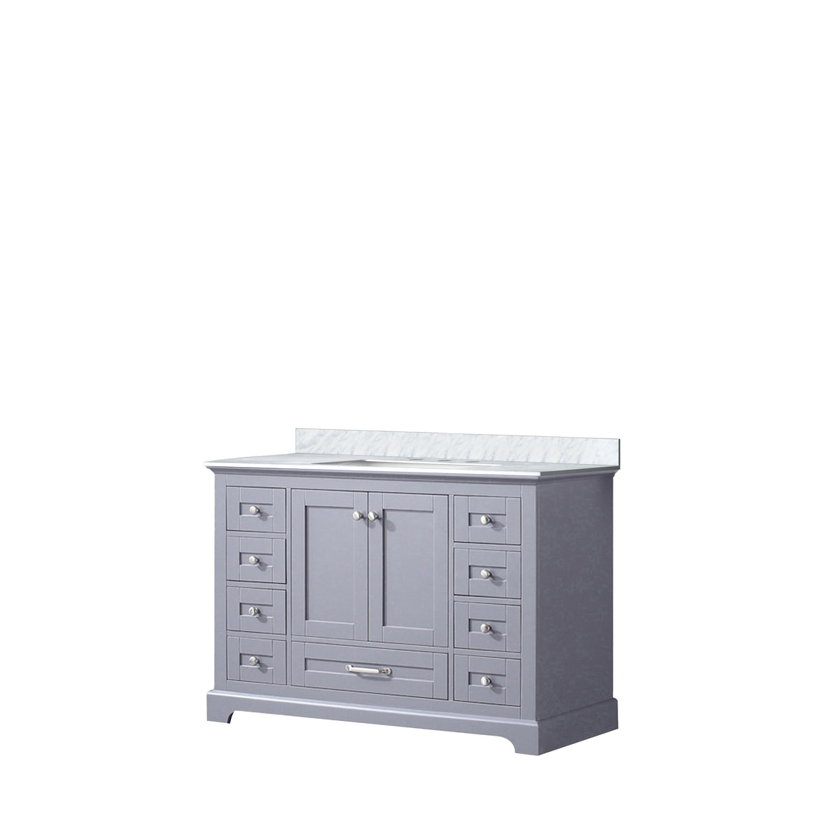 Dukes 48 in. Freestanding Bathroom Vanity with White Carrara Marble Top, White Square Sink