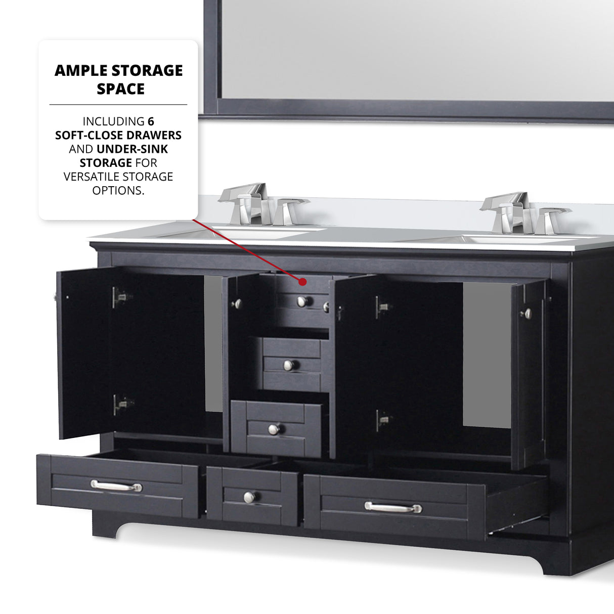 Dukes 60 in. Freestanding Bathroom Vanity with White Quartz Top, White Square Sink