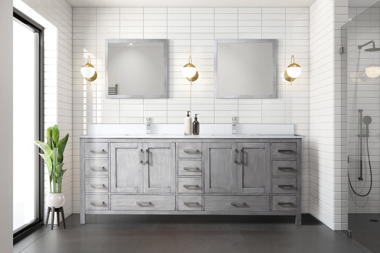 Jacques 72 in. Freestanding Bathroom Vanity with White Quartz Top, White Square Sink