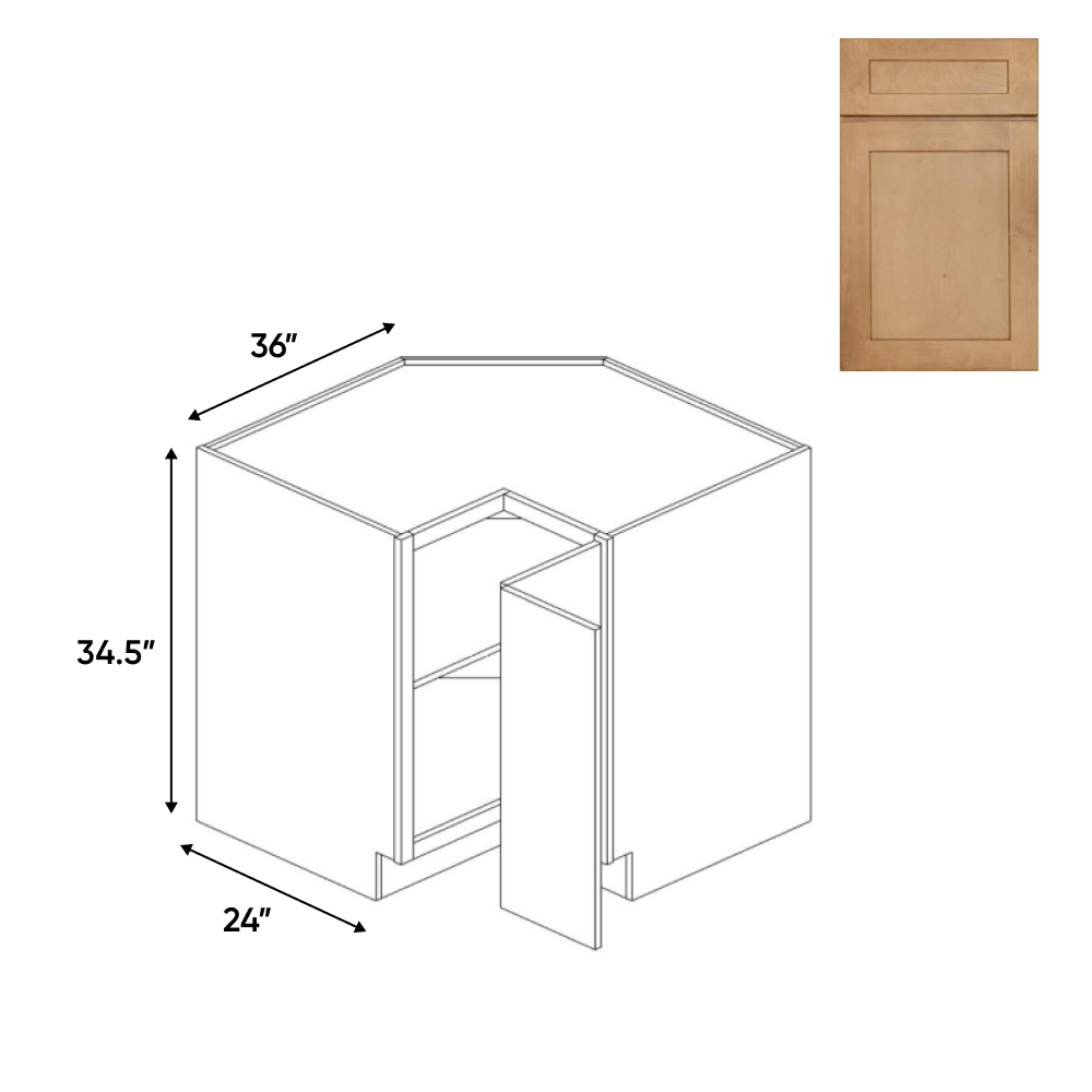 Liberty Shaker Karamel - 36 Inch Square Corner Base Cabinet - 36" Width x 34.5" Height x 24" Depth