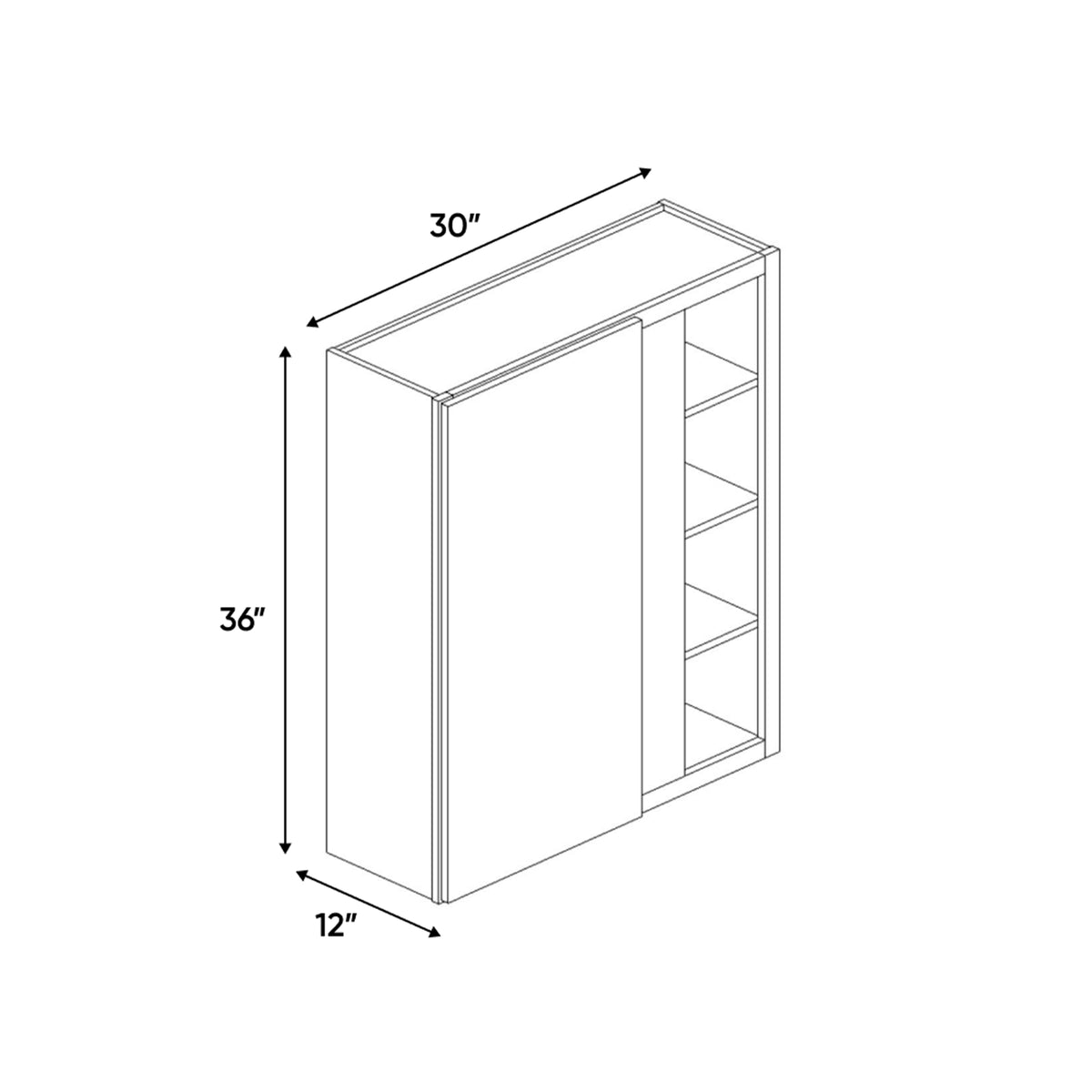 Sonoma White - 30x36 Inch Wall Blind Corner Wall Cabinet - 30" Width x 36" Height x 12" Depth