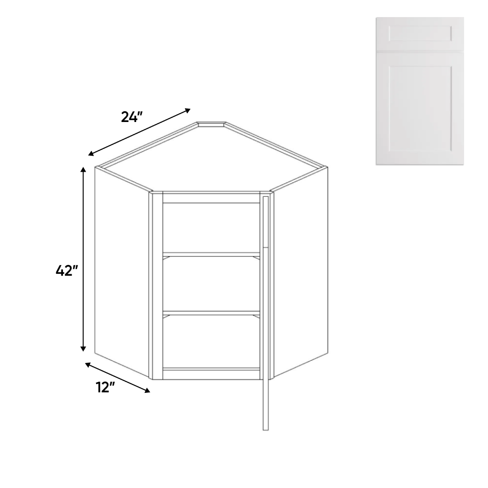 Liberty Shaker White - 24 Inch Diagonal Corner Wall Cabinet - 24" Width x 42" Height x 12" Depth