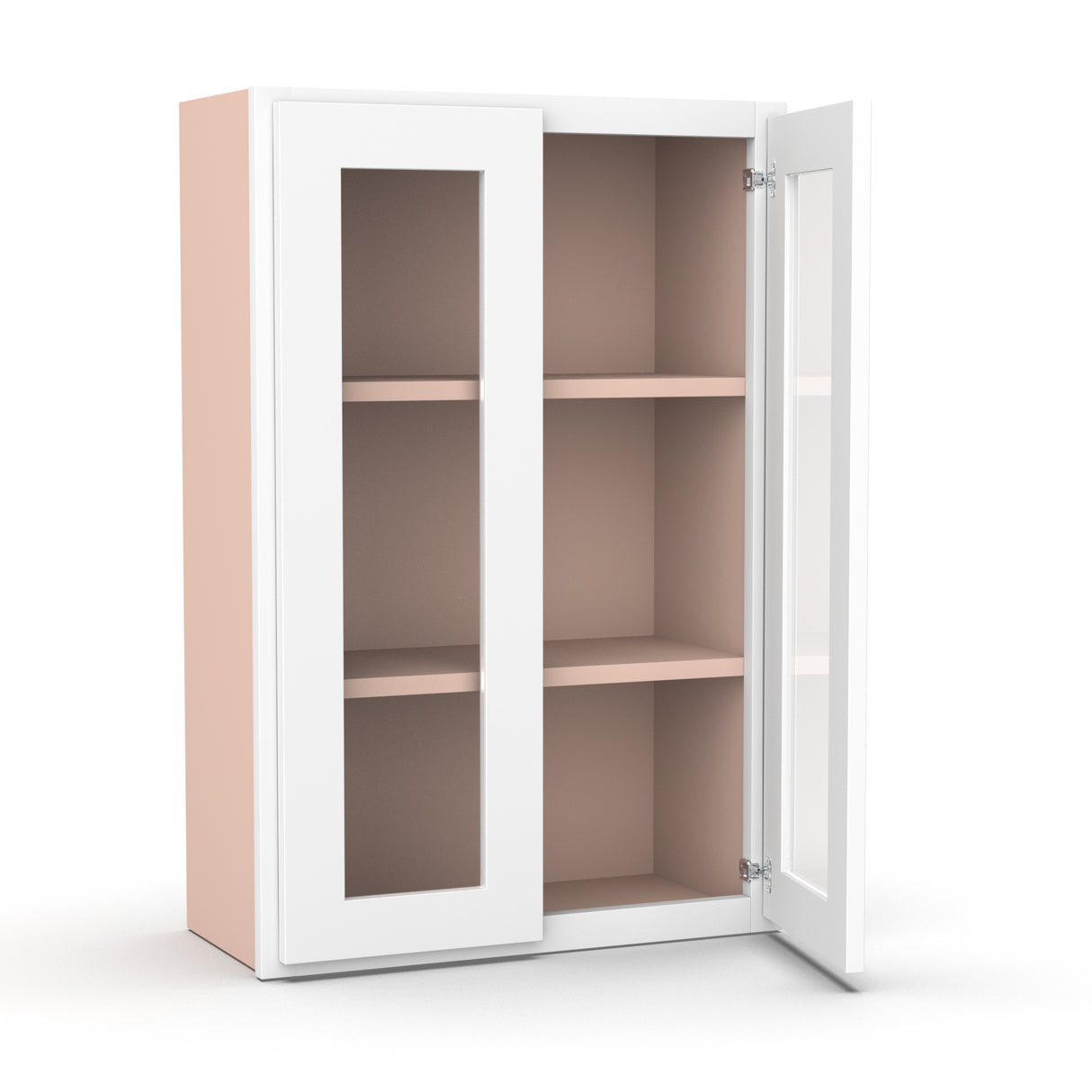Liberty Shaker White - 24 Inch Double Glass Door Wall Cabinet - 24" Width x 36" Height x 12" Depth