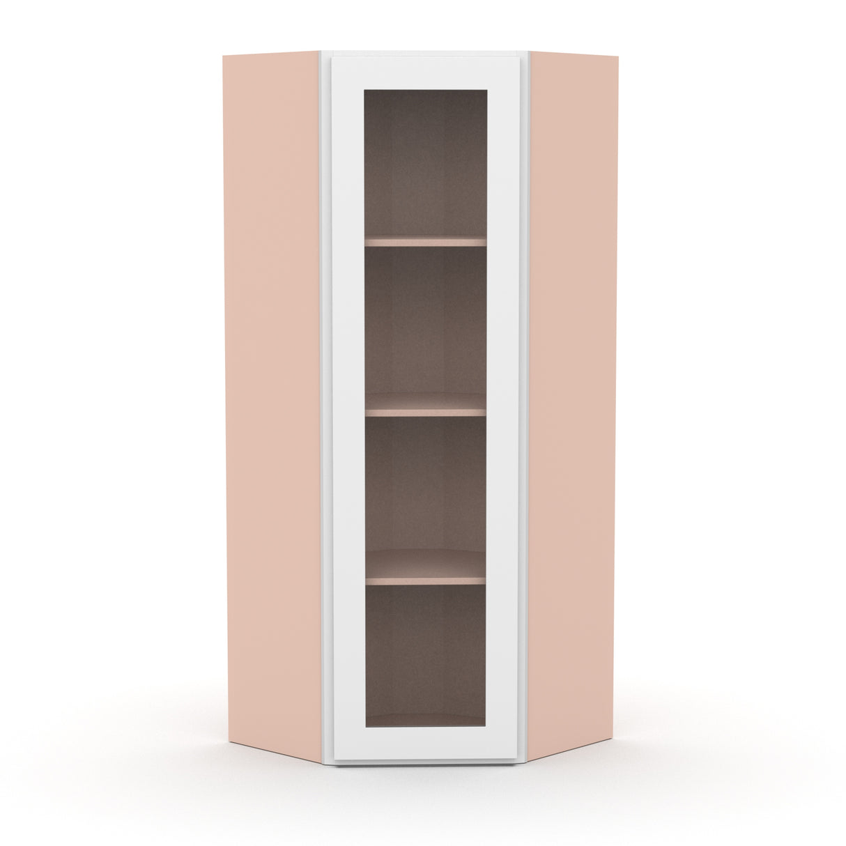 Liberty Shaker White - 24 Inch Diagonal Corner Glass Door Wall Cabinet - 24" Width x 42" Height x 12" Depth