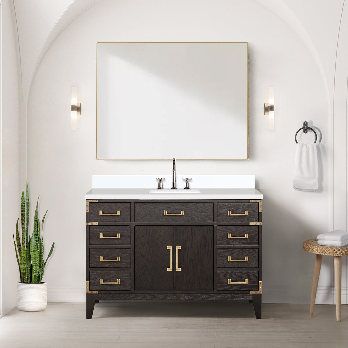 Laurel 48 in W x 22 in D Brown Oak Single Bath Vanity