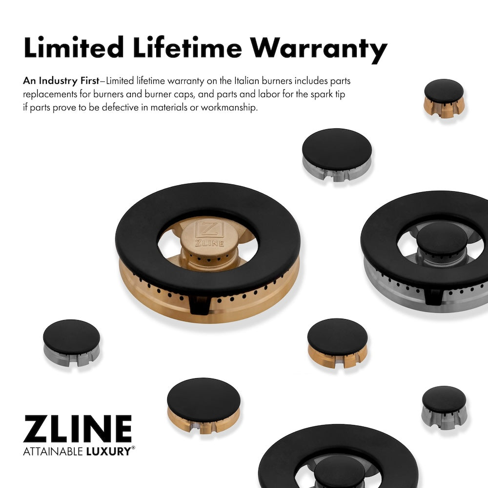 ZLINE Autograph Edition 36 in. 5.2 cu. ft. Paramount Gas Range with 6 Burner Cooktop and Convection Gas Oven in Satin Stainless Steel and Champagne Bronze Accents (SGRSZ-36-CB)
