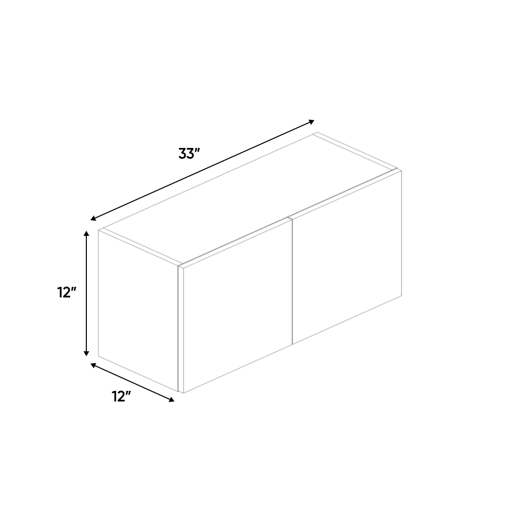 RTA - Gris Plomo Matte - Wall Cabinet - 33"W x 12"H x 12"D - Frameless Cabinet