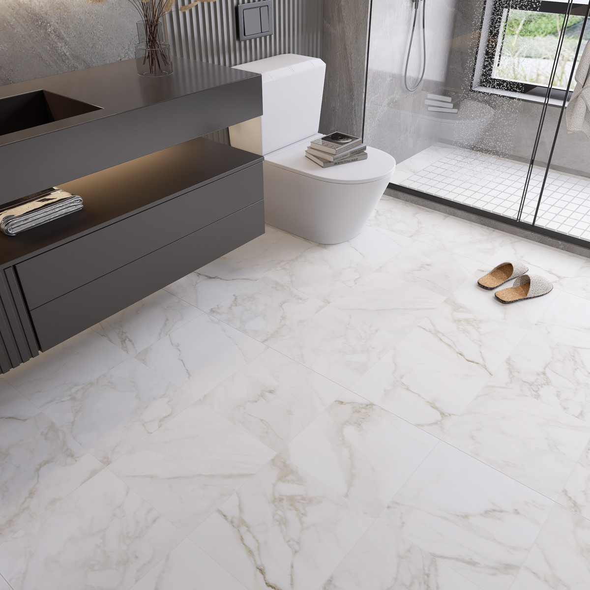 20 x 20 in Lumino Calacatta Matte Pressed Glazed Porcelain Tile