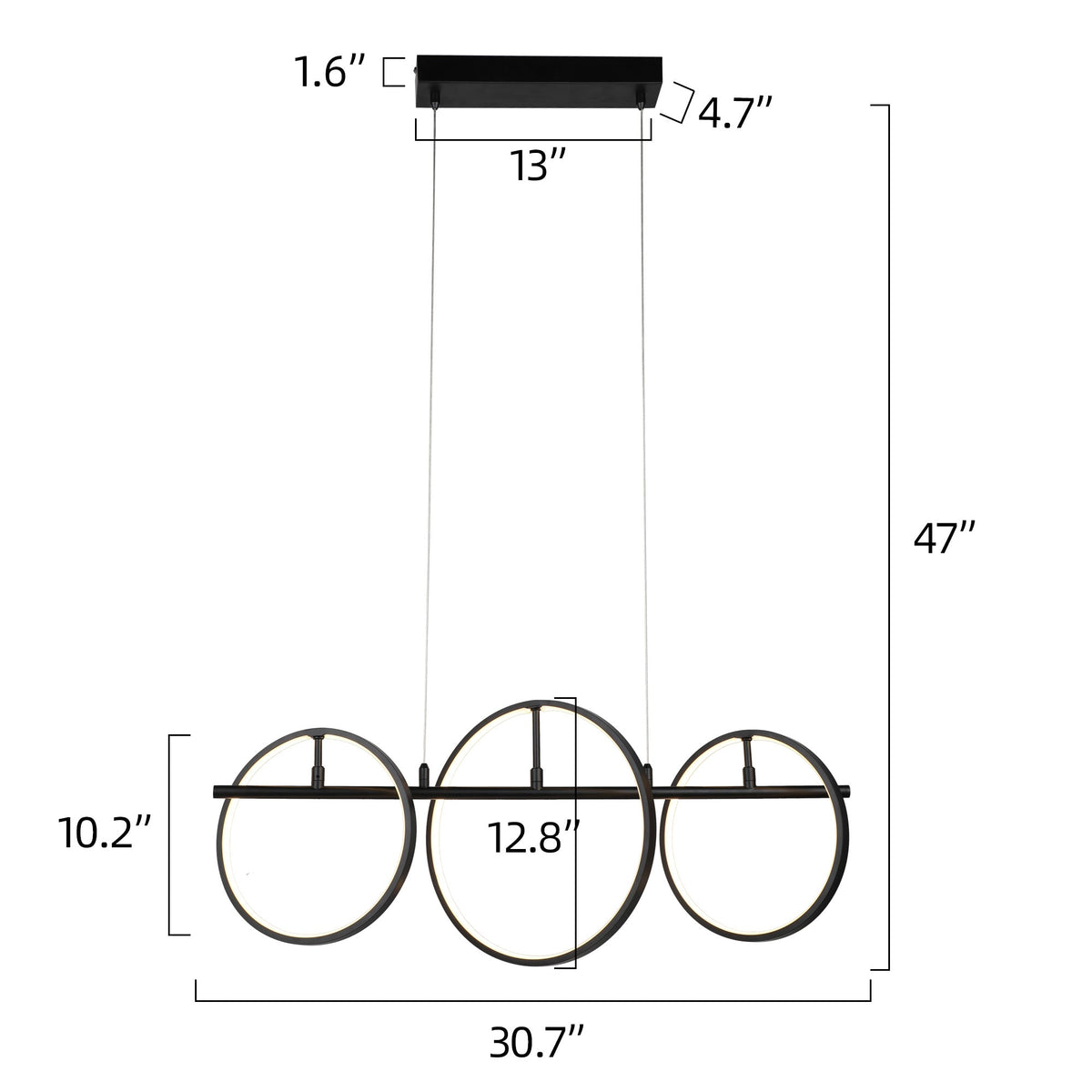 Lucca Circular 3-Light Adjustable Direction Led Pendant Light - Matte Black