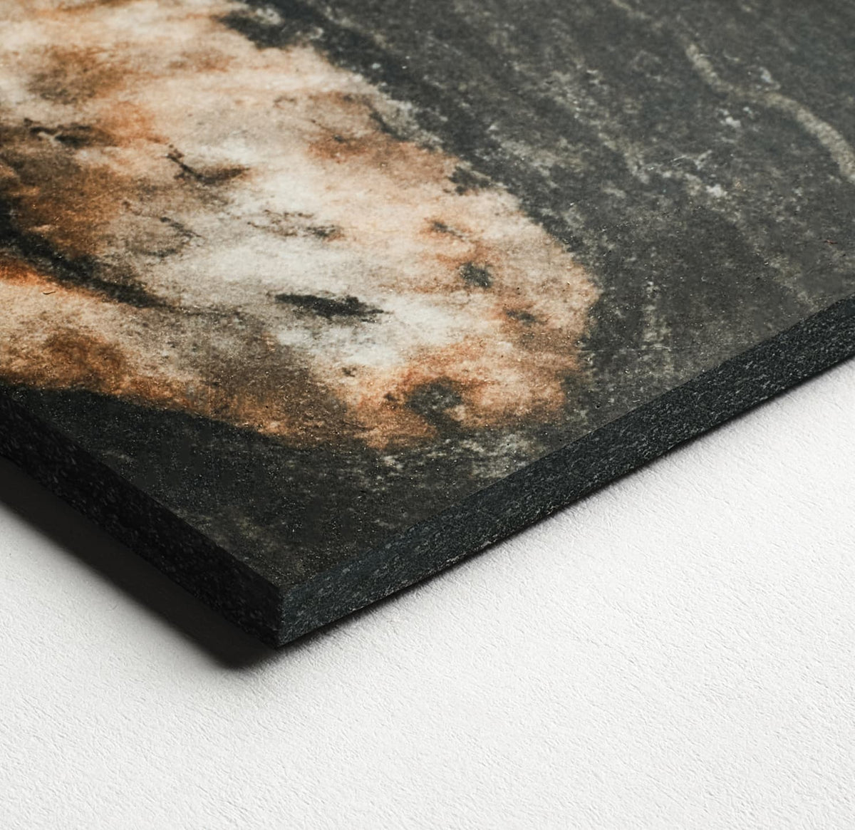 48 x 110 in Majesto Oro Noir Bookmatch Cut Honed Rectified Colorsync Sintered Slab 6 mm surface