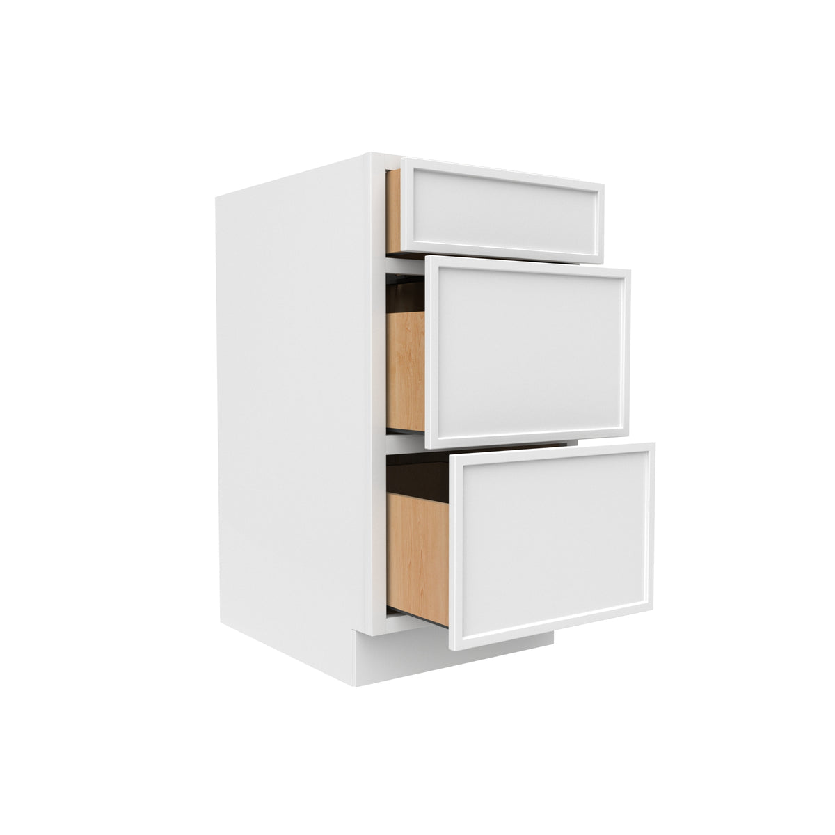 Slim Shaker Oatmeal - 18 Inch Three Drawer Base Cabinet - 18" Width x 34.5" Height x 24" Depth