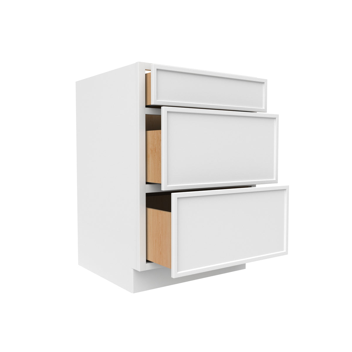 Slim Shaker Oatmeal - 24 Inch Three Drawer Base Cabinet - 24" Width x 34.5" Height x 24" Depth