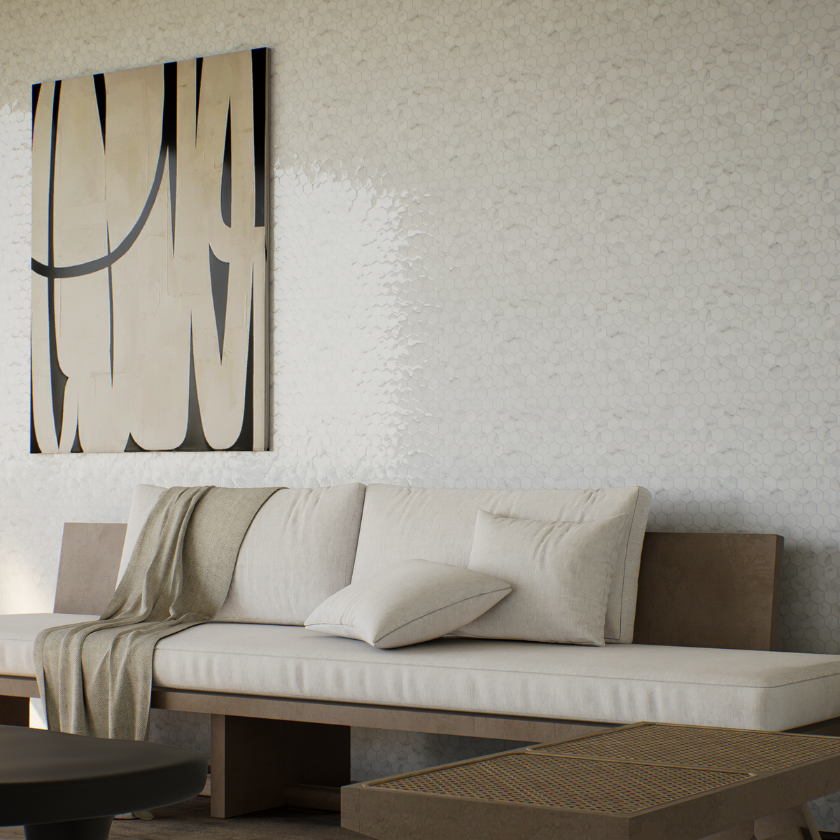 1-1/4 in Hexagon Bianco Venatino Polished Marble Mosaic