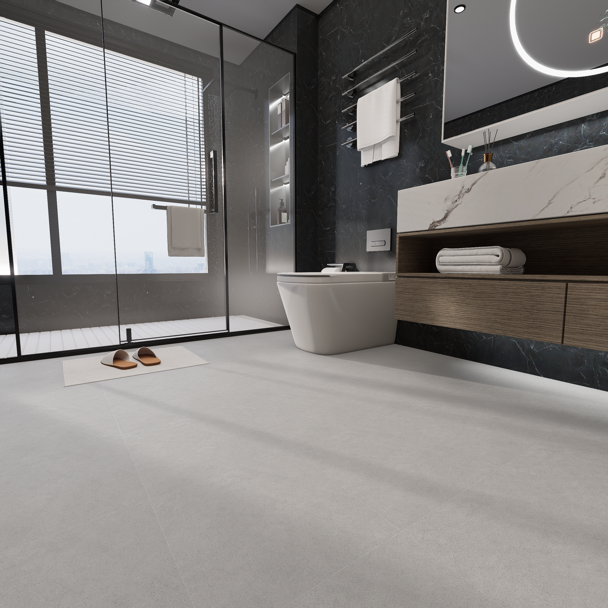 13 x 13 in Artifact Fog Matte Pressed Glazed Porcelain Tile