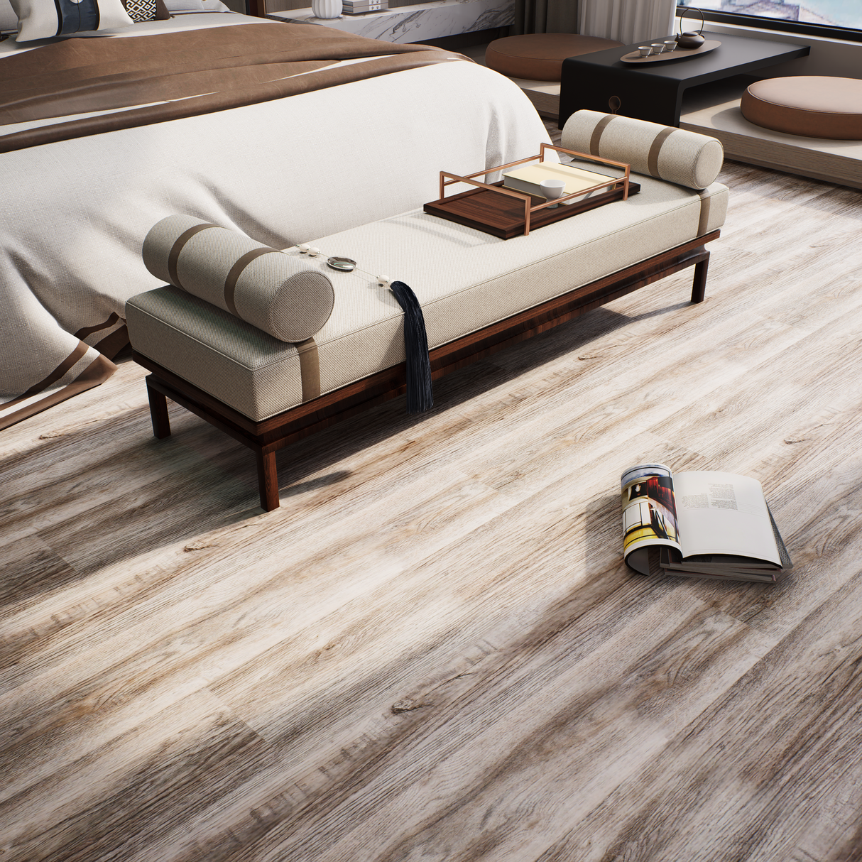 SPC Flooring - Click Lock Floating - Bergen Smoke - 7" x 48" x 6mm - 20 mil Wear Layer - Versa Collections (23.64SQ FT/ CTN)