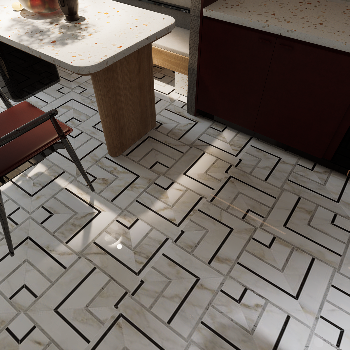 Picco La Marca Calacatta Paonazzo Honed Glazed Porcelain Mosaic