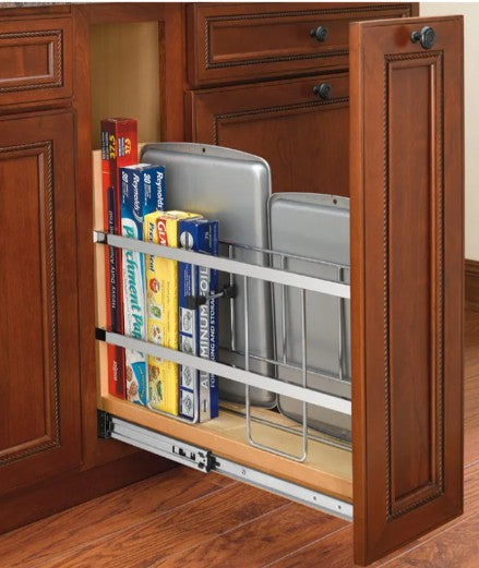 Rev-A-Shelf 5" Pull-Out Tray Divider, Foil & Wrap Organizer w/Soft-Close -447-BCBBSC-5C