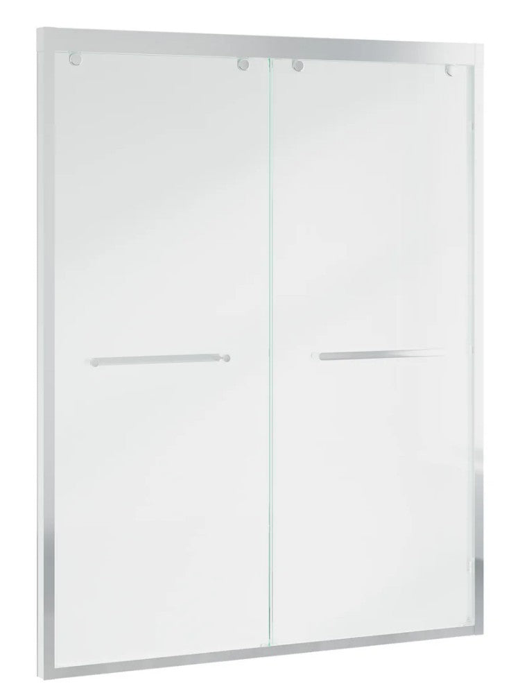 Wellfor 56–60 Inch Double Sliding Shower Door with Chrome Aluminum Alloy Frame and 5/16" Tempered Clear Glass - P303460