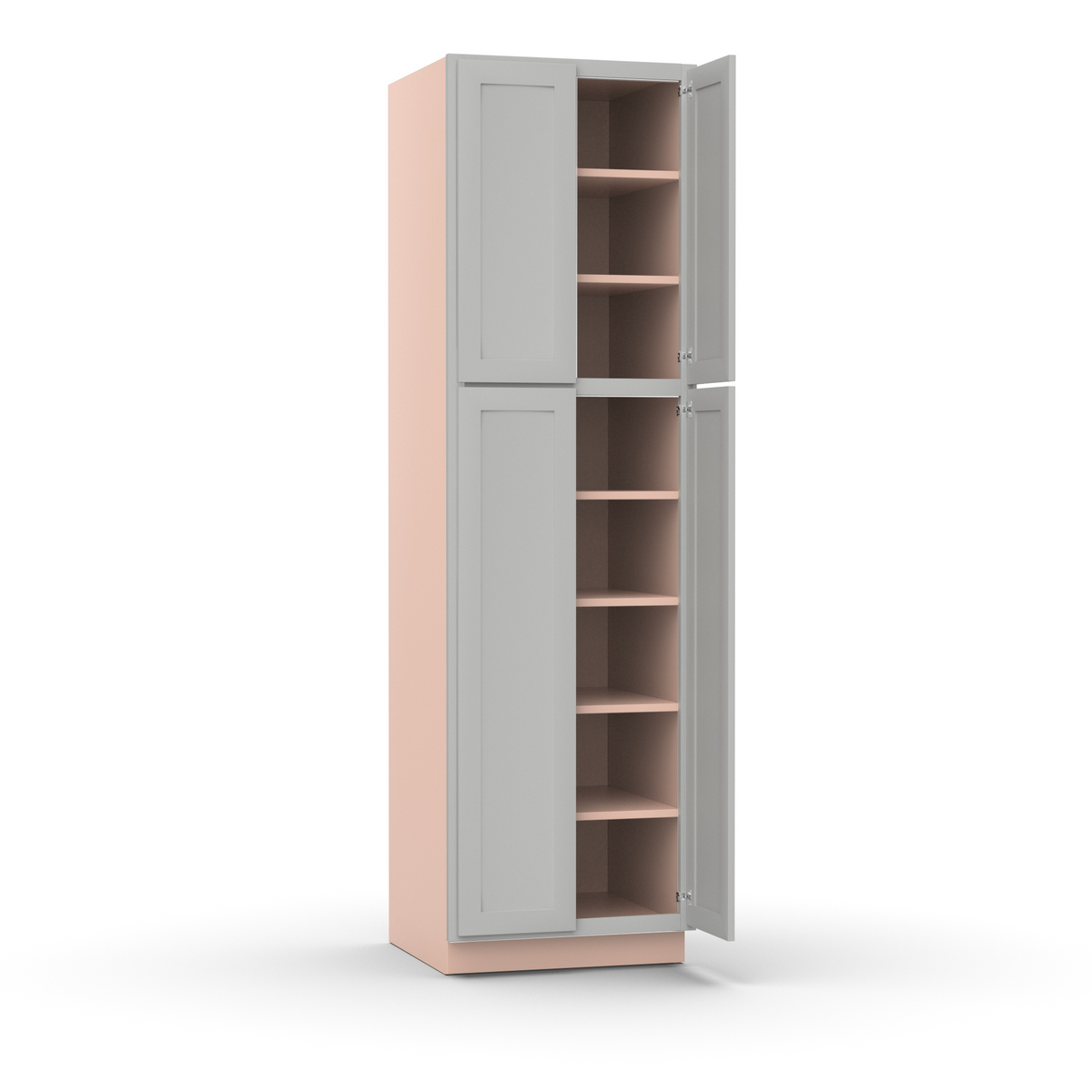 Liberty Shaker Ashen - 24 Inch Double Door Pantry Tall Cabinet - 24" Width x 84" Height x 24" Depth