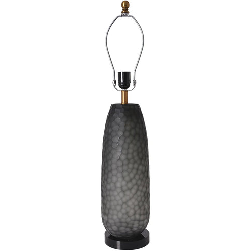 Flores Petals Textured Cylinder Glass Table Lamp 29" - Smoke Gray/Light Gray