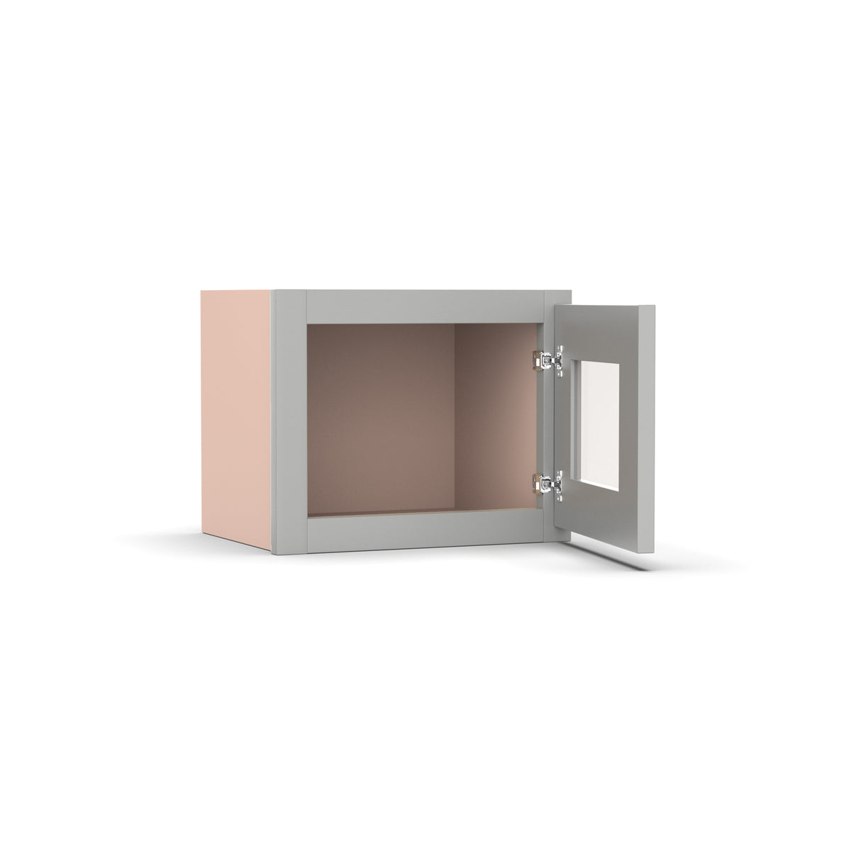 Liberty Shaker Ashen - 15 Inch Single Glass Door Wall Cabinet - 15" Width x 12" Height x 12" Depth