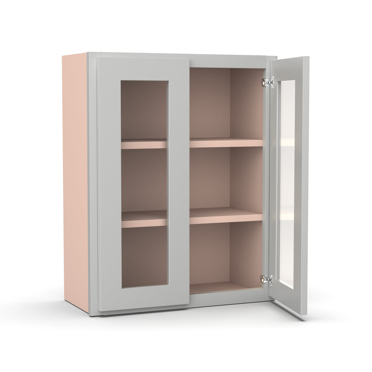Liberty Shaker Ashen - 24 Inch Double Glass Door Wall Cabinet - 24" Width x 30" Height x 12" Depth