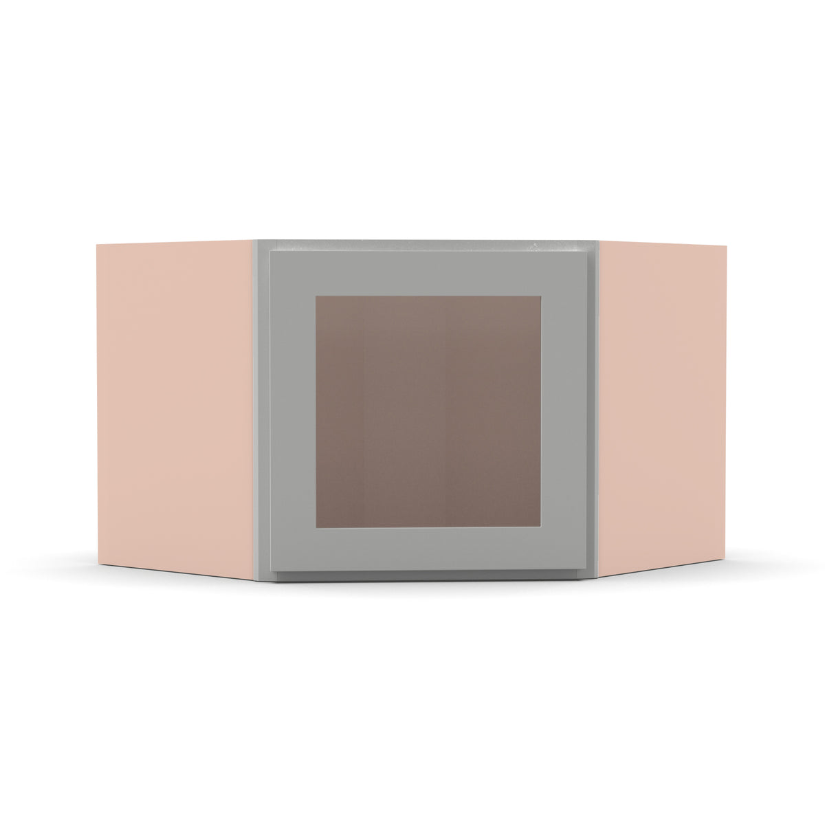 Liberty Shaker Ashen - 24 Inch Diagonal Corner Glass Door Wall Cabinet - 24" Width x 12" Height x 12" Depth