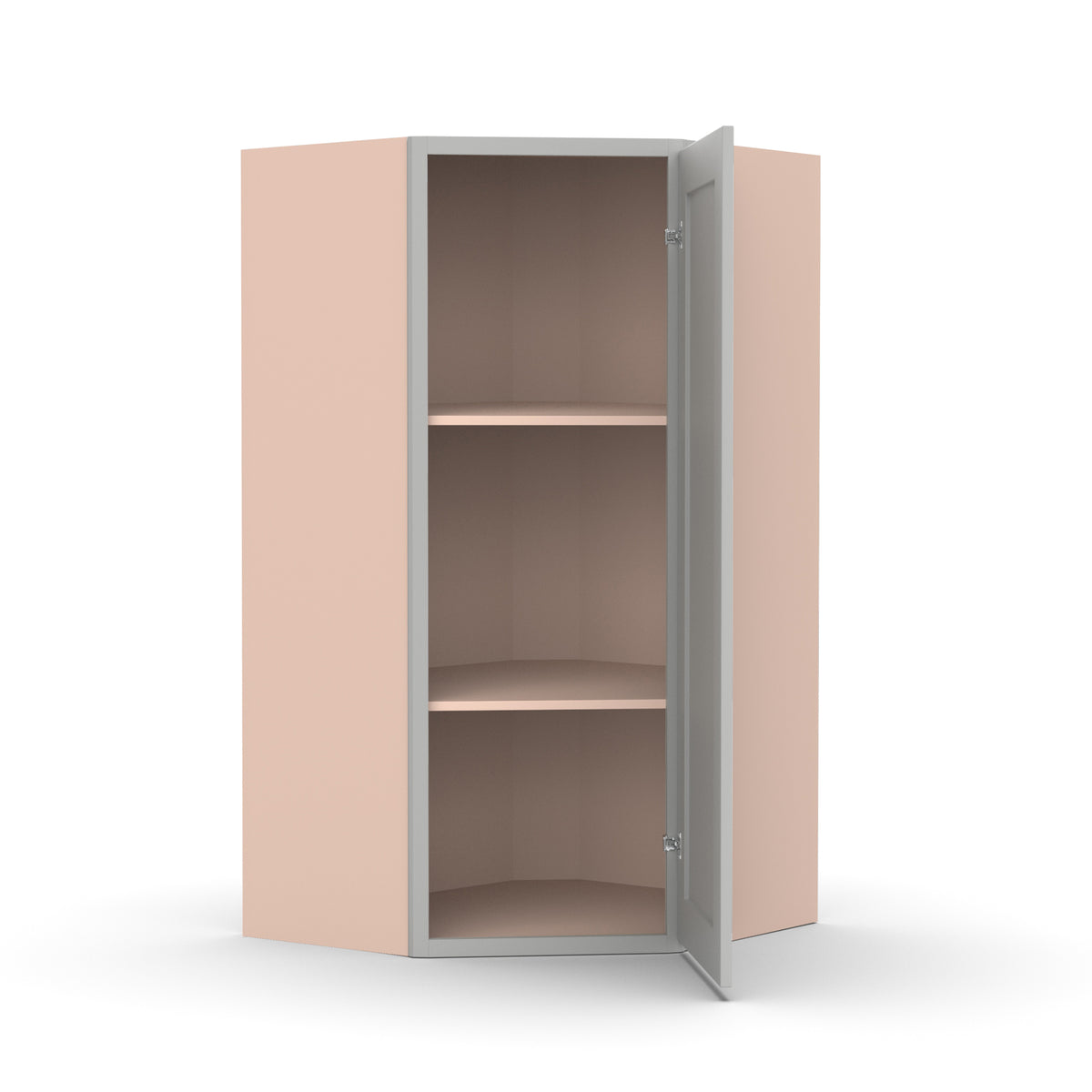 Liberty Shaker Ashen - 27 Inch Diagonal Corner Wall Cabinet - 27" Width x 36" Height x 15" Depth