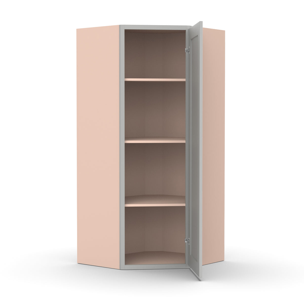 Liberty Shaker Ashen - 27 Inch Diagonal Corner Wall Cabinet - 27" Width x 42" Height x 15" Depth